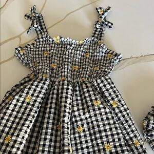 btween Black and White Smocked Tie Front Sundress never worn
